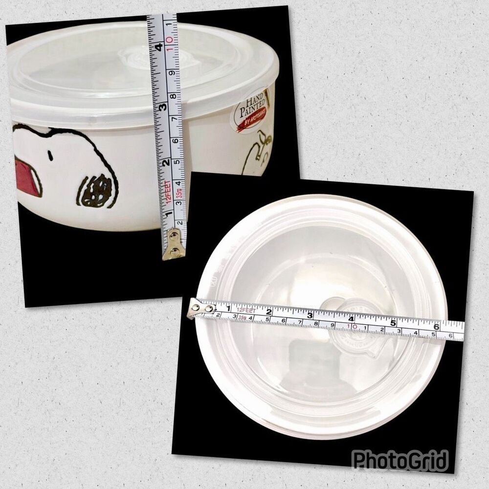NWT Peanuts Snoopy Woodstock White Red Ceramic 2 Pc Food containers w/ Lids Set - Picture 11 of 16